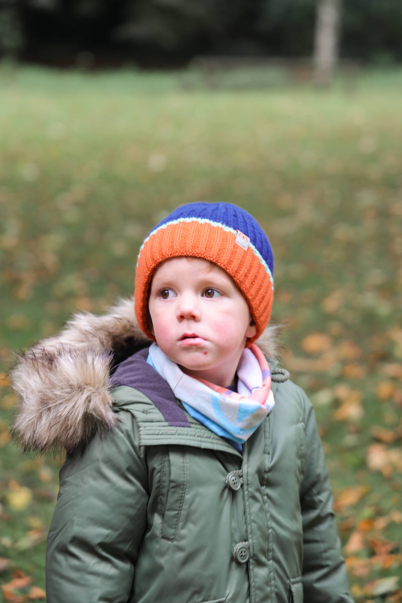 Orlock Junior Recycled Beanie - Lough, Pumpkin + Mint