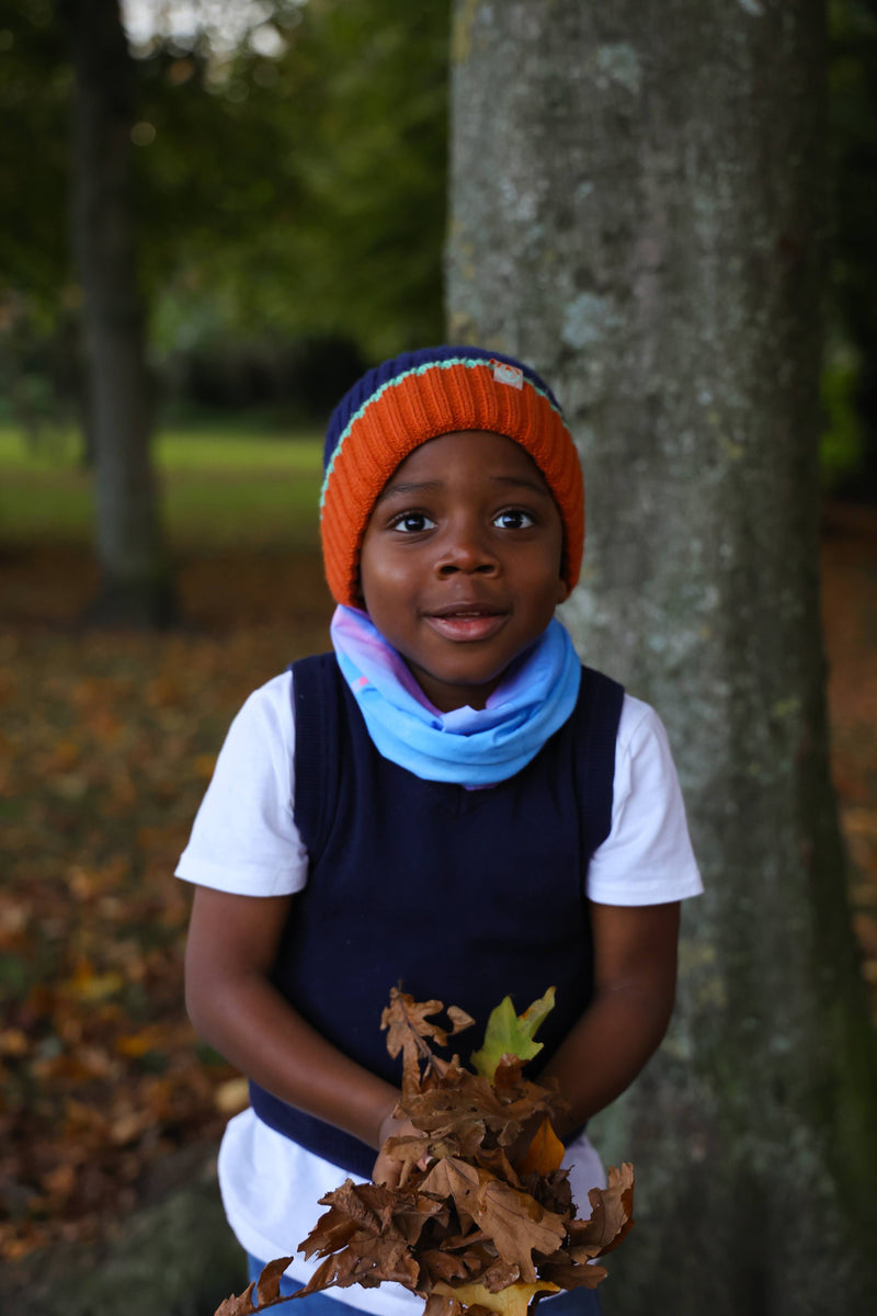 Orlock Junior Recycled Beanie - Lough, Pumpkin + Mint