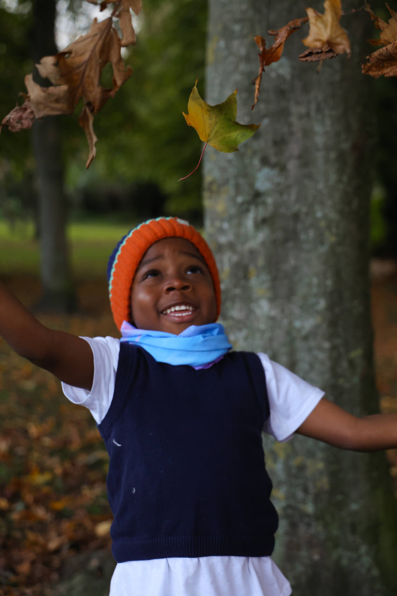 Orlock Junior Recycled Beanie - Lough, Pumpkin + Mint