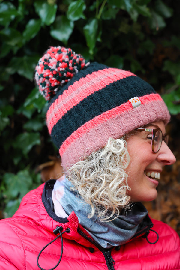 Burr Recycled Bobble - Forest, Rose + Coral