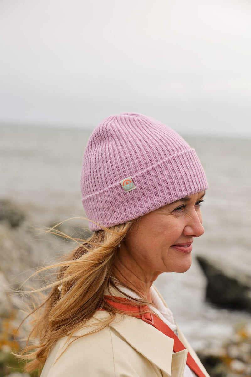 Malin Cashmere + Merino Mix Ribbed Beanie - Lavender