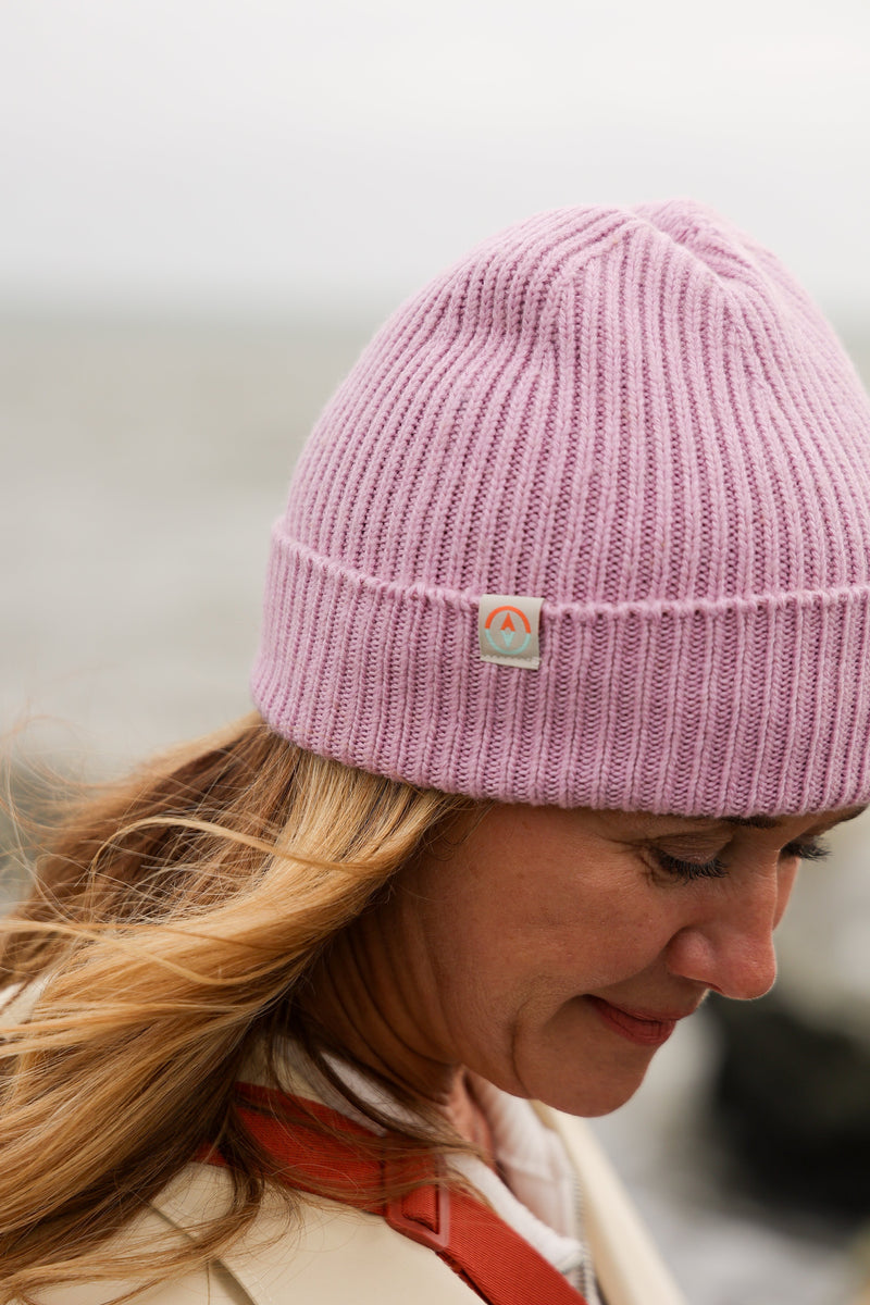 Malin Cashmere + Merino Mix Ribbed Beanie - Lavender