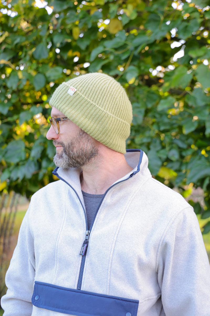 Malin Cashmere + Merino Mix Ribbed Beanie - Pistachio Green