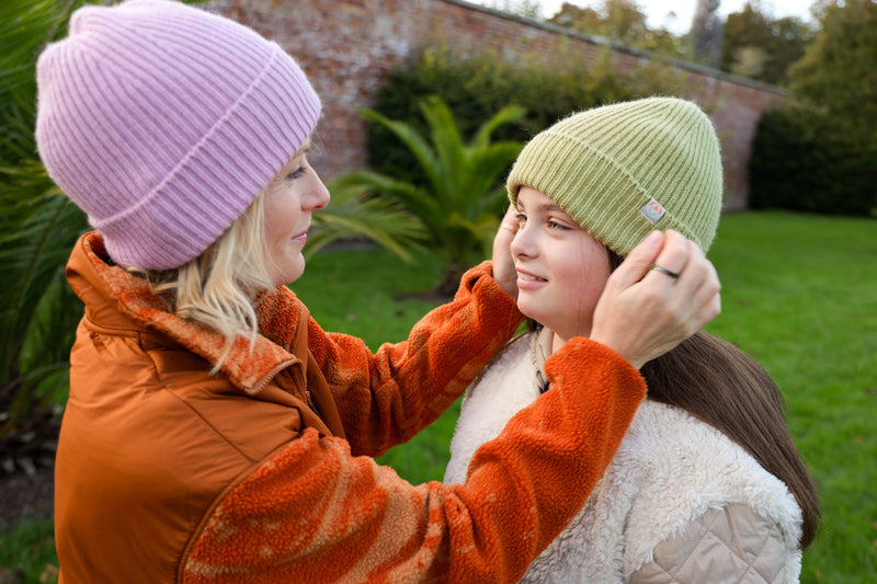 Malin Cashmere + Merino Mix Ribbed Beanie - Pistachio Green