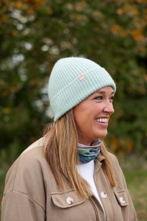 Malin Cashmere + Merino Mix Ribbed Beanie - Mint