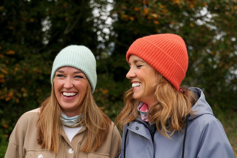 Malin Cashmere + Merino Mix Ribbed Beanie - Coral