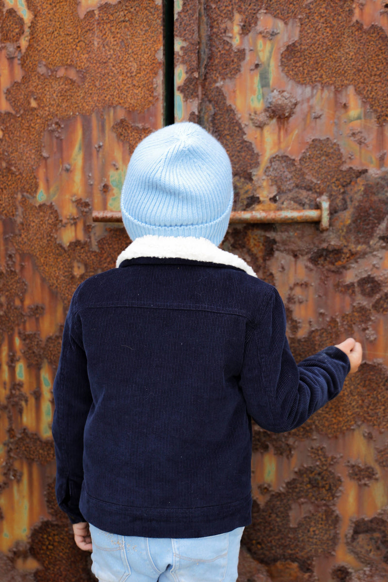 Malin Cashmere + Merino Mix Ribbed Beanie - Sky Blue