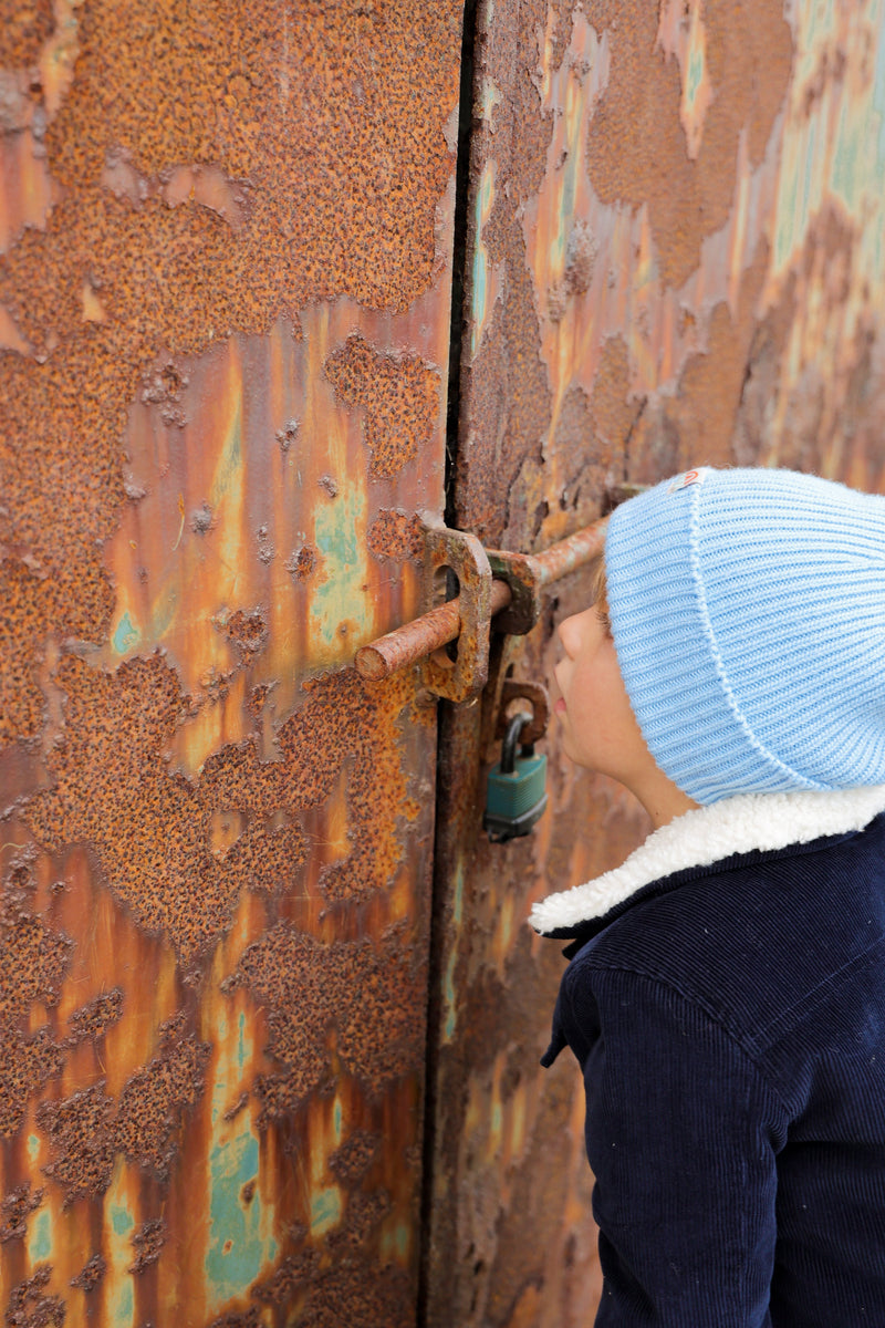 Malin Cashmere + Merino Mix Ribbed Beanie - Sky Blue