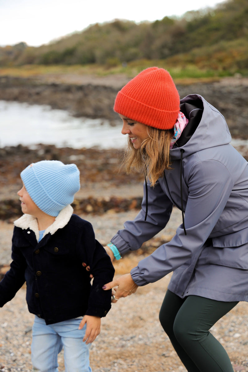 Malin Cashmere + Merino Mix Ribbed Beanie - Coral