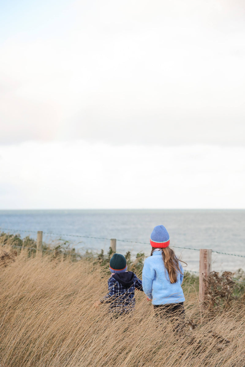 Orlock Junior Recycled Beanie - Sky, Coral + Aqua