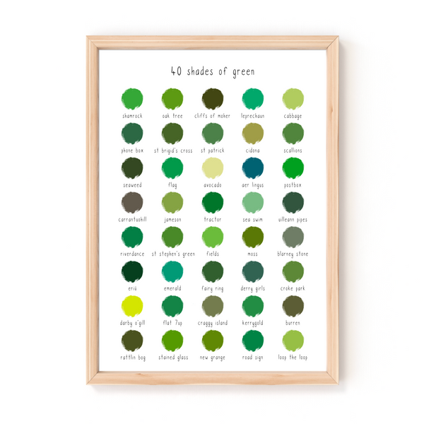 40 Shades of Irish Greens A4 Print