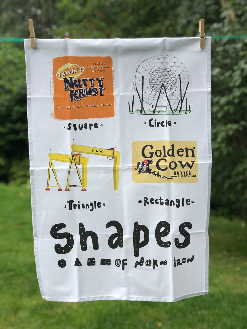 Shapes of Norn Iron Tea Towel