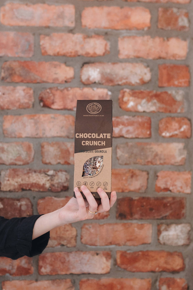Chocolate Crunch Granola, 300G Bag | Green Fingers Family | Vegan | Gluten-free | Refined Sugar-free | Compostable Packaging