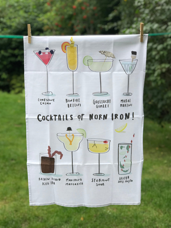 Cocktails of Norn Iron Tea Towel
