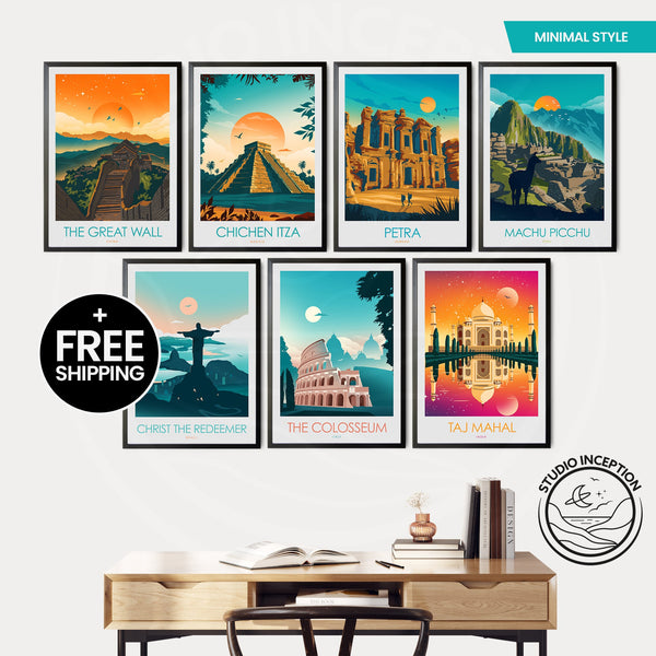 The Seven Wonders of the World Travel Posters