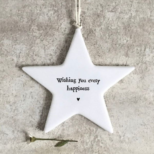 'Wishing you every happiness' Hanging Star - East Of India