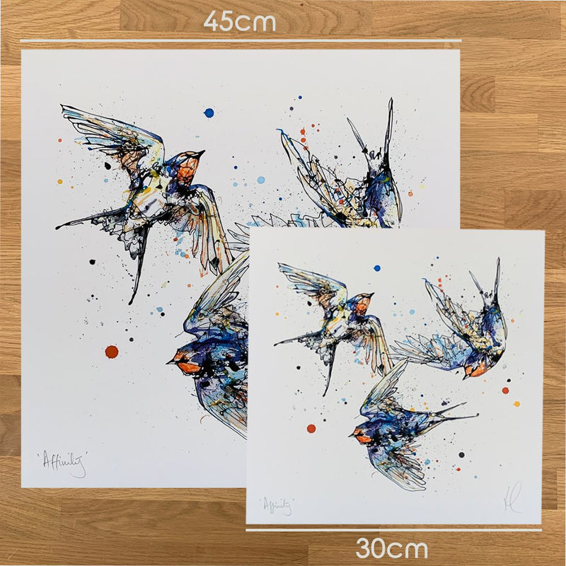 Affinity - Swallows Print with Size and Presentation Options