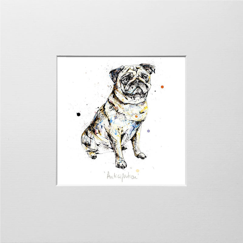 Anticipation - Pug Print with Size and Presentation Options