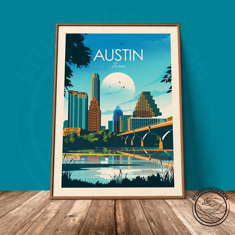 Austin Texas Traditional Style Print