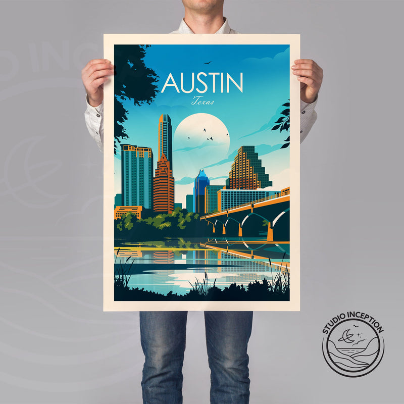 Austin Texas Traditional Style Print