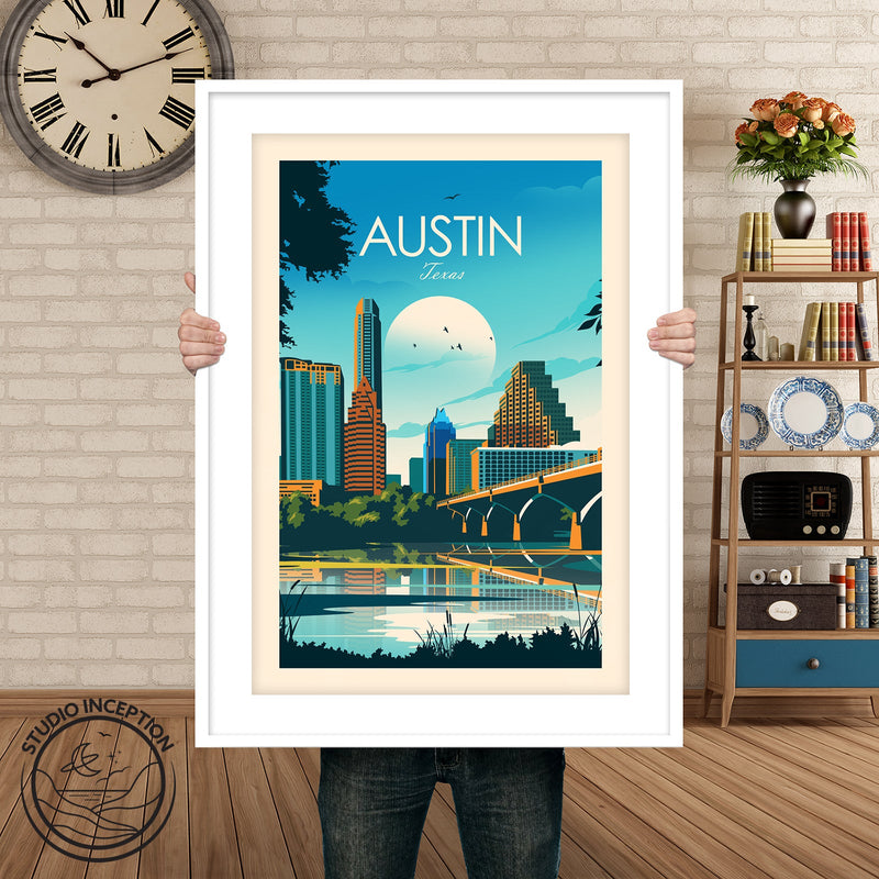 Austin Texas Traditional Style Print