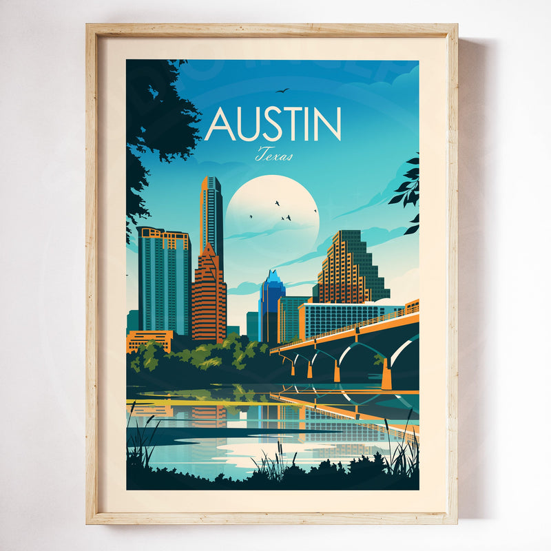 Austin Texas Traditional Style Print