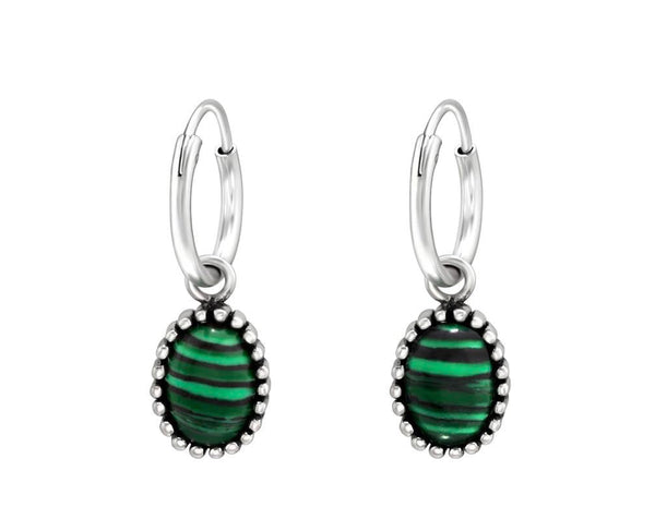 Hanging Oval Hoops -Malachite