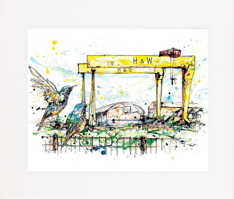 Belfast Cranes - Northern Ireland Print, 45x56cm with Mount Options