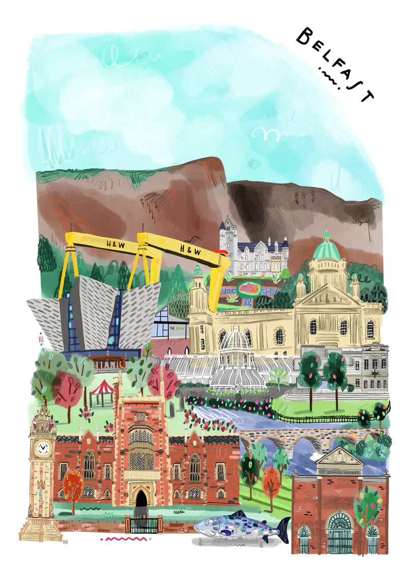 Belfast City Landmarks A4 and A5 Print - Peter Paints Pictures