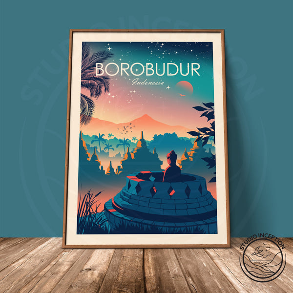 Borobudur Temple Traditional Style Print