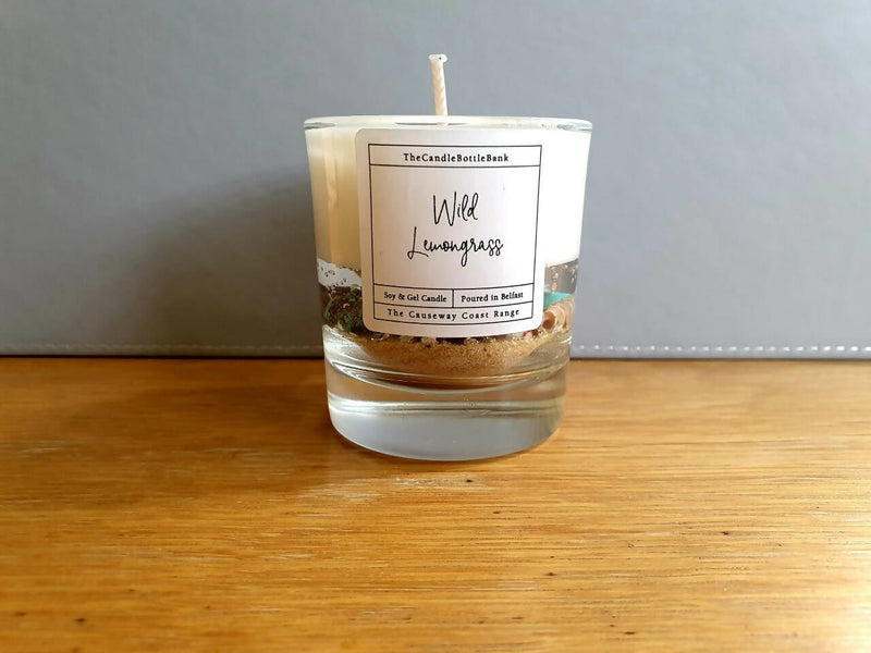 Miniature (70cl) Clear Causeway Coast Soy & Gel Wax Candle in Wild Lemongrass Scent