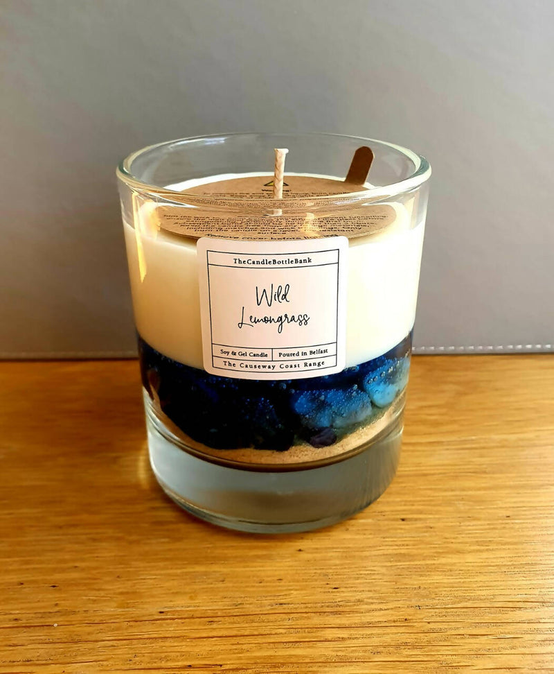 Blue Causeway Coast Soy & Gel Wax Candle in Wild Lemongrass Scent