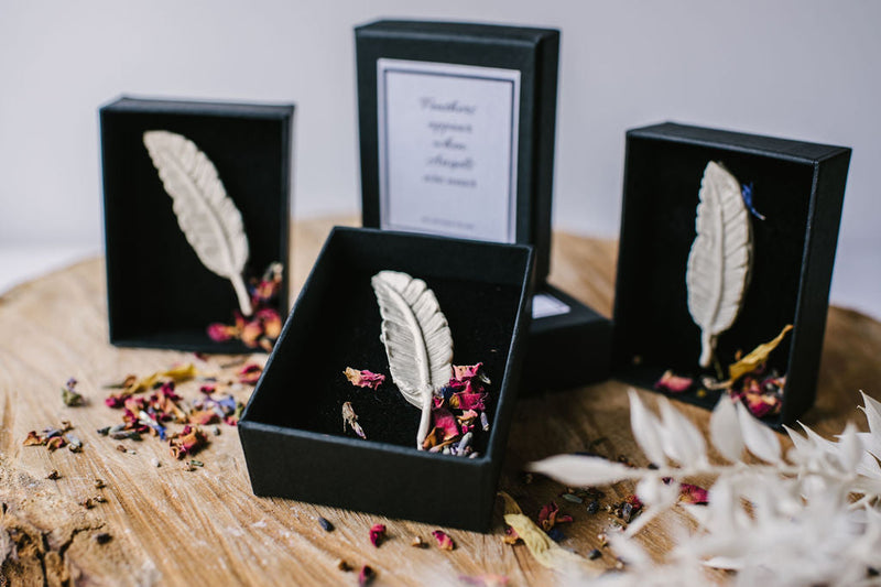 Ceramic Feather - "Feathers appear when Angels are near"