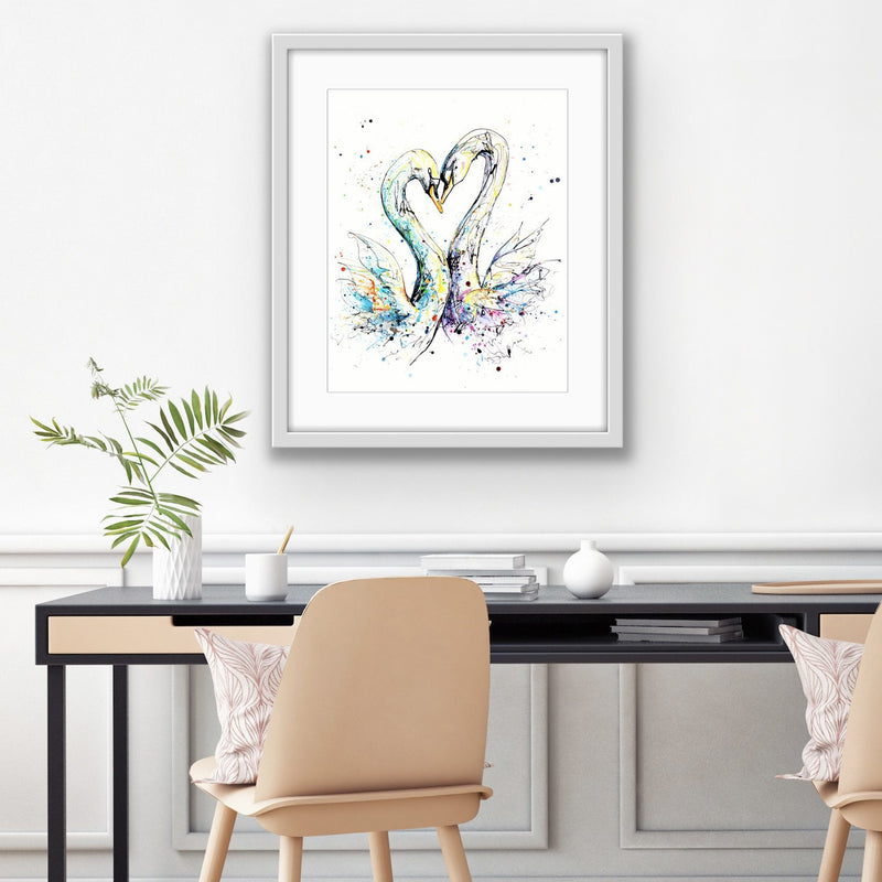 Embrace - Swan Print, 45x56cm with Mount Options