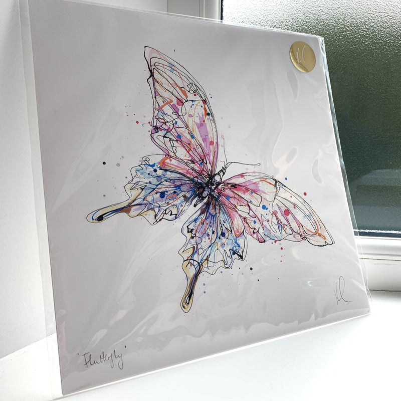 Flutterfly - Butterfly Print, 30x30cm with Size and Presentation Options