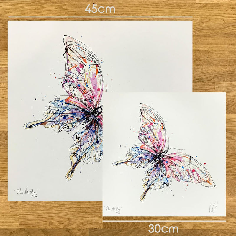 Flutterfly - Butterfly Print, 30x30cm with Size and Presentation Options