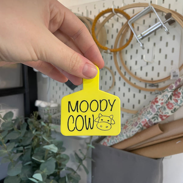 ‘Moody Cow’ Cattle Tag Keyring