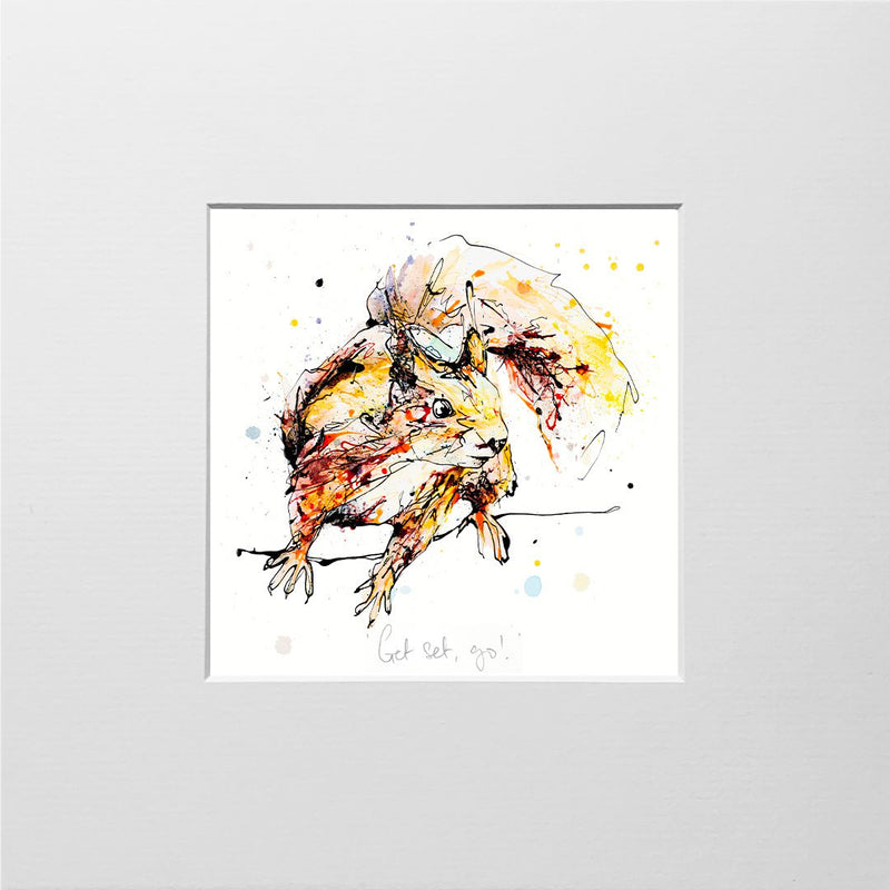 Get Set, Go! - Red Squirrel Print with Size and Presentation Options