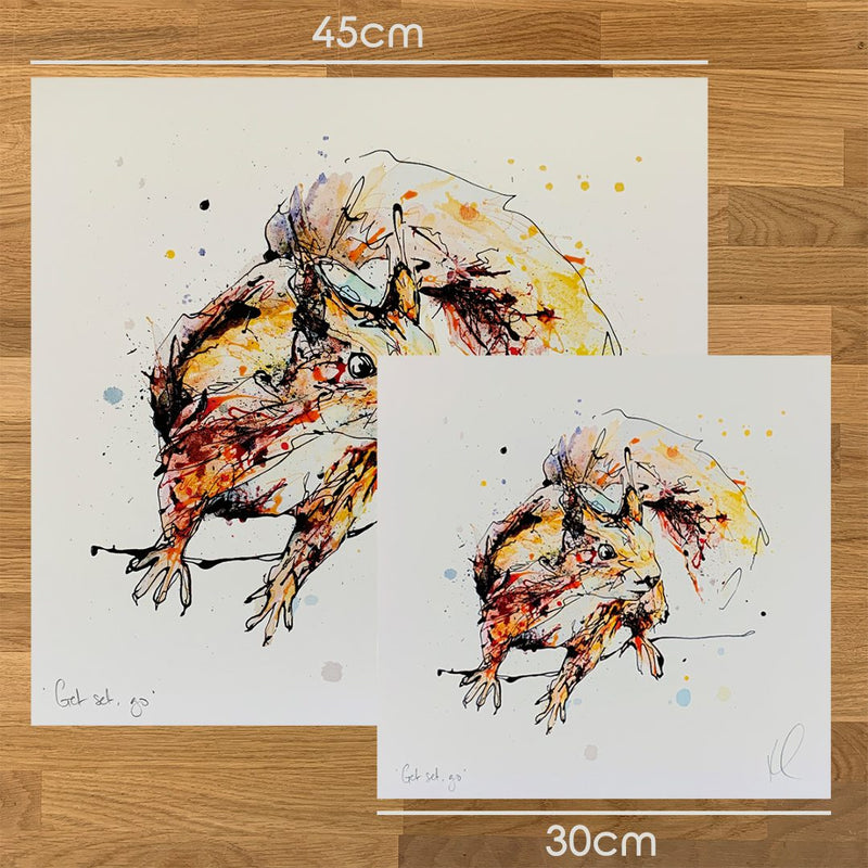 Get Set, Go! - Red Squirrel Print with Size and Presentation Options