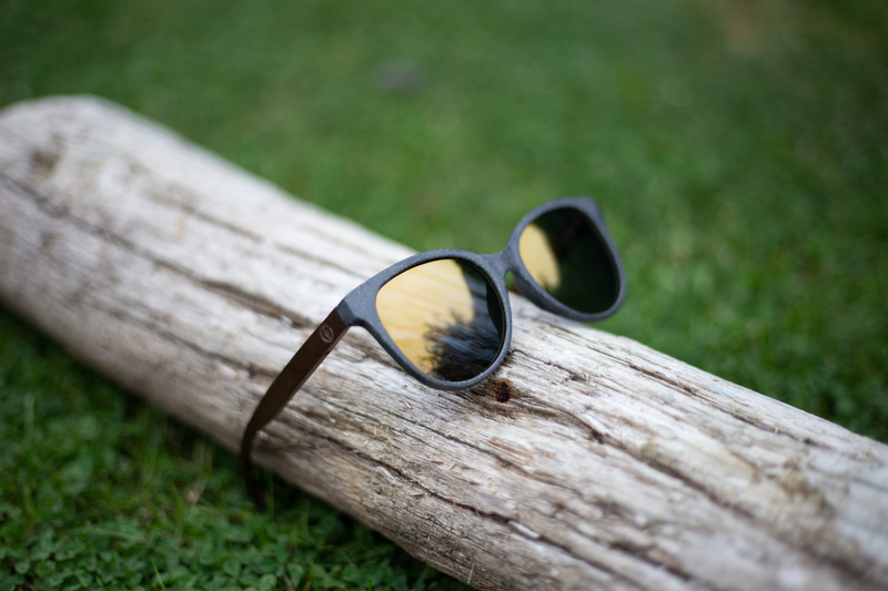 Made with a sustainable speckled wheatstraw or coffee residue frame and walnut wood temples, it's lightweight, comfortable and eco-friendly. Available in charcoal, olive green, coffee and mint frames and fitted with UV400 polarised lenses in smoke, mirrored rose pink and mirrored honey, they are a natural, biodegradable alternative to plastic sunglasses.