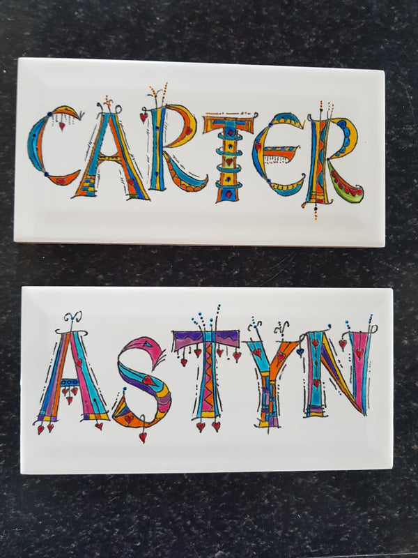 Engraved Ceramic Tile Names