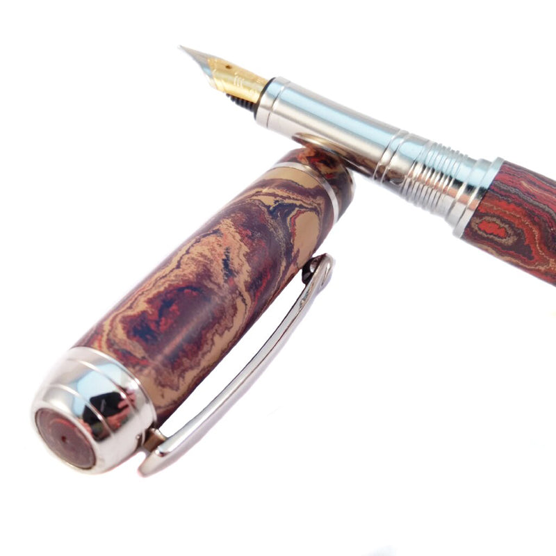 Swirled Ebonite rhodium fountain pen