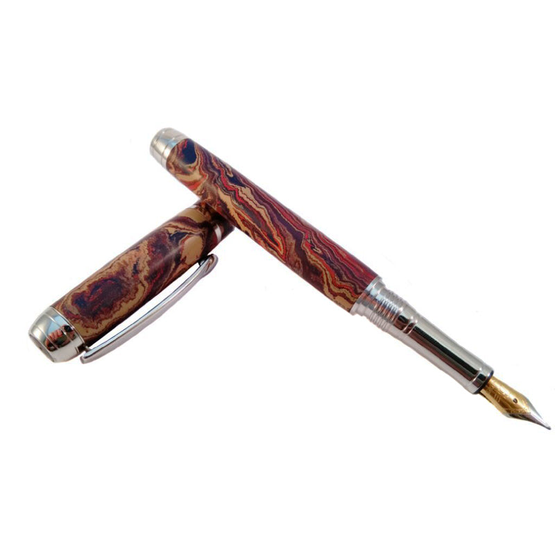 Swirled Ebonite rhodium fountain pen