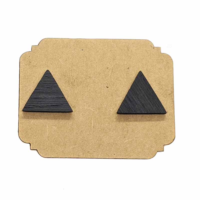 Wooden triangle sterling silver stud earrings in Irish bog oak