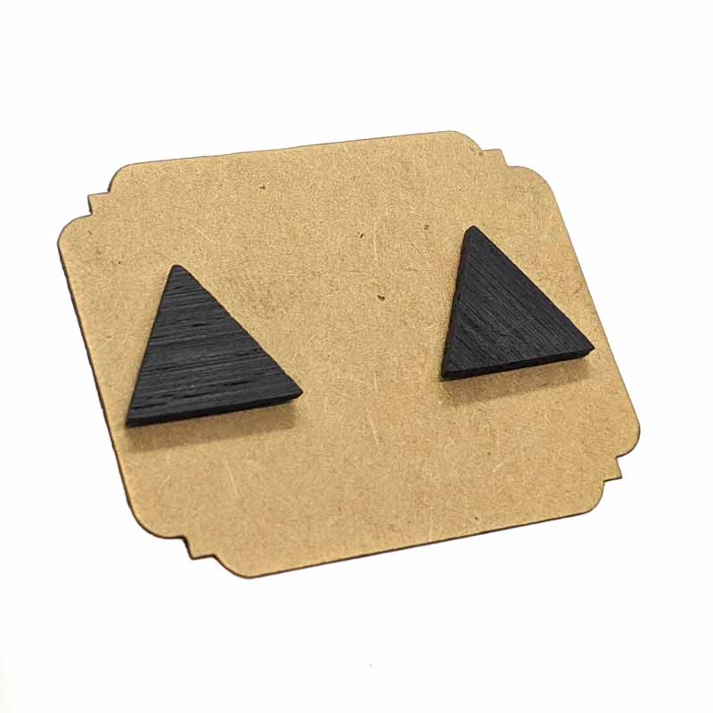 Wooden triangle sterling silver stud earrings in Irish bog oak