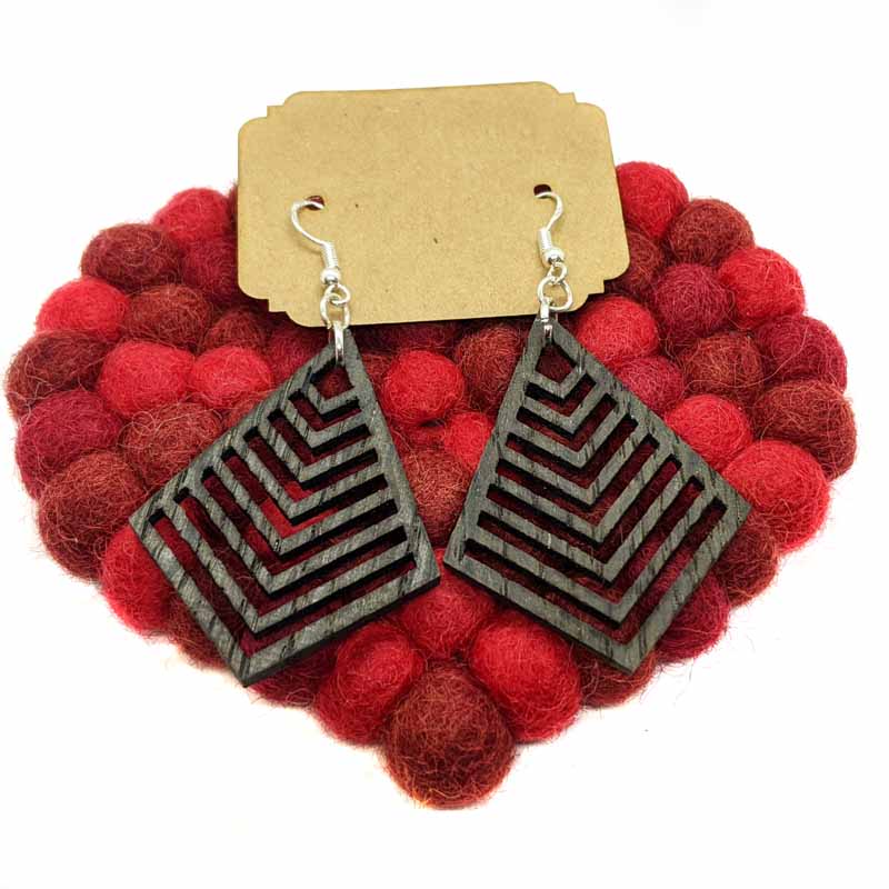 Irish bog oak geometric earrings