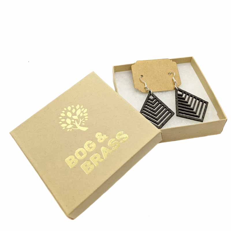 Irish bog oak geometric earrings