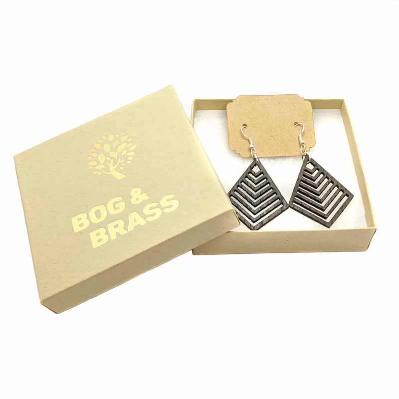 Irish bog oak geometric earrings