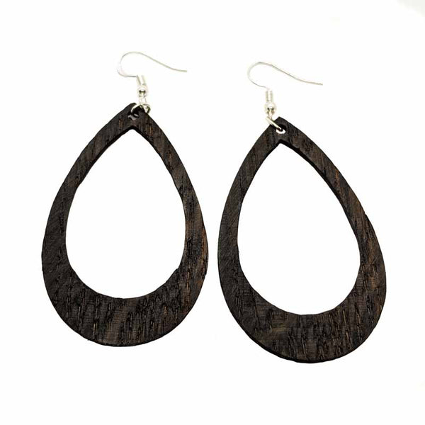 Big hoop earrings in Irish bog oak