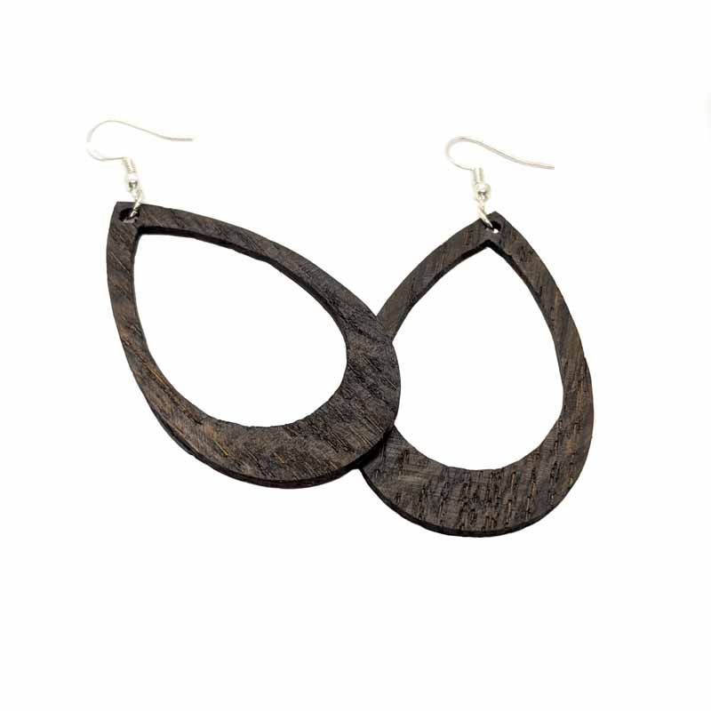 Big hoop earrings in Irish bog oak